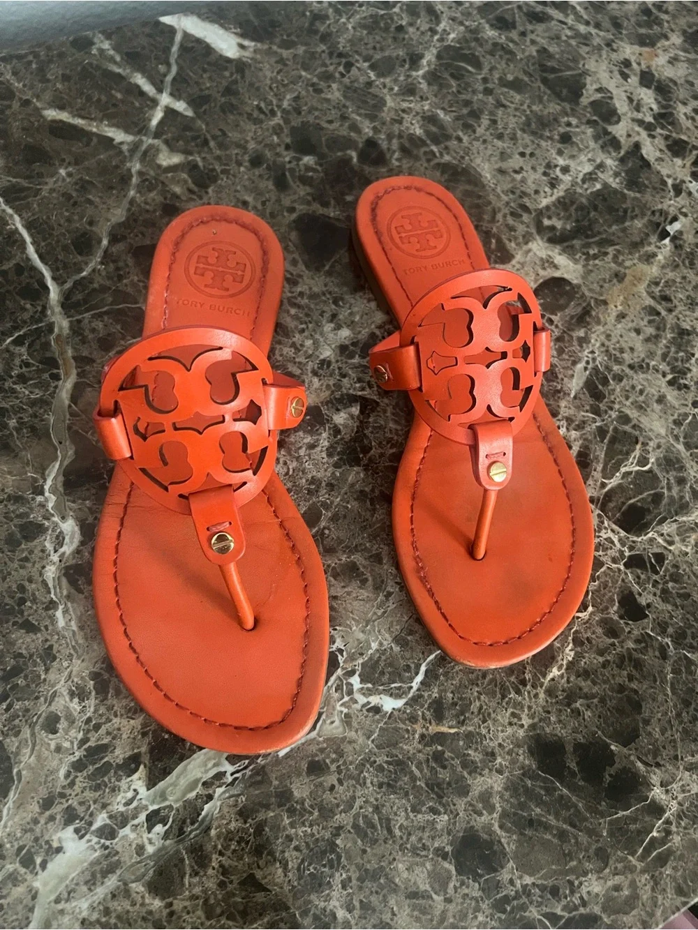Tory Burch Orange Tiger Lilly Miller Flip Flop Sandals 6.5
